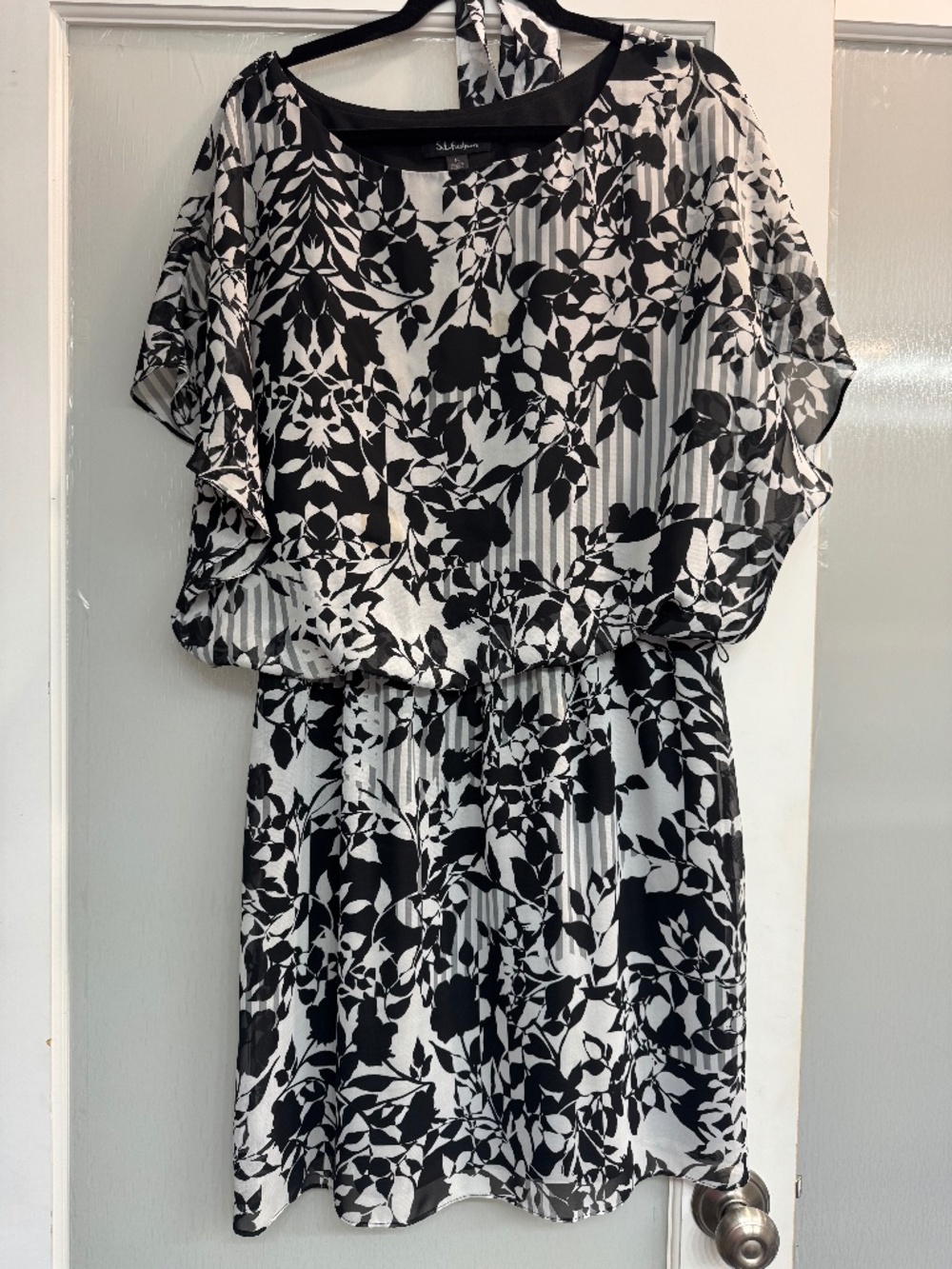 Silky black and white dress